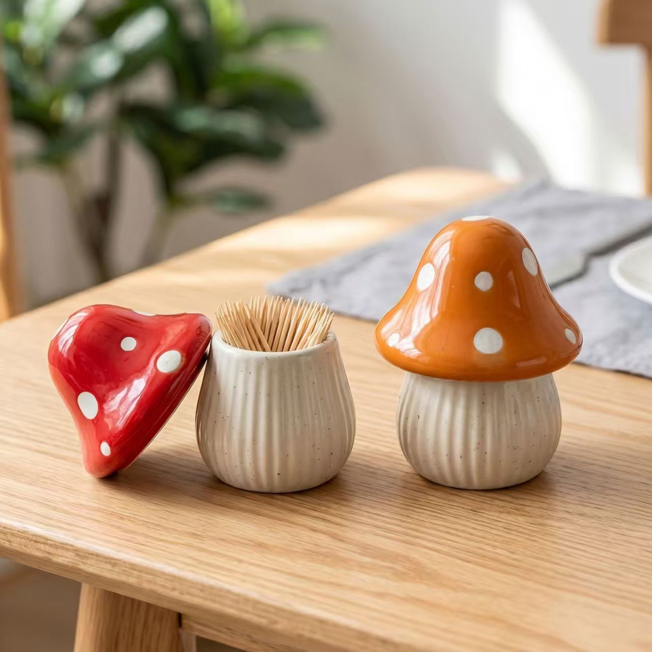 Kitchen Appliances Organizer - Karikatür Mantar Seramik Saklama Kavanozları Ev