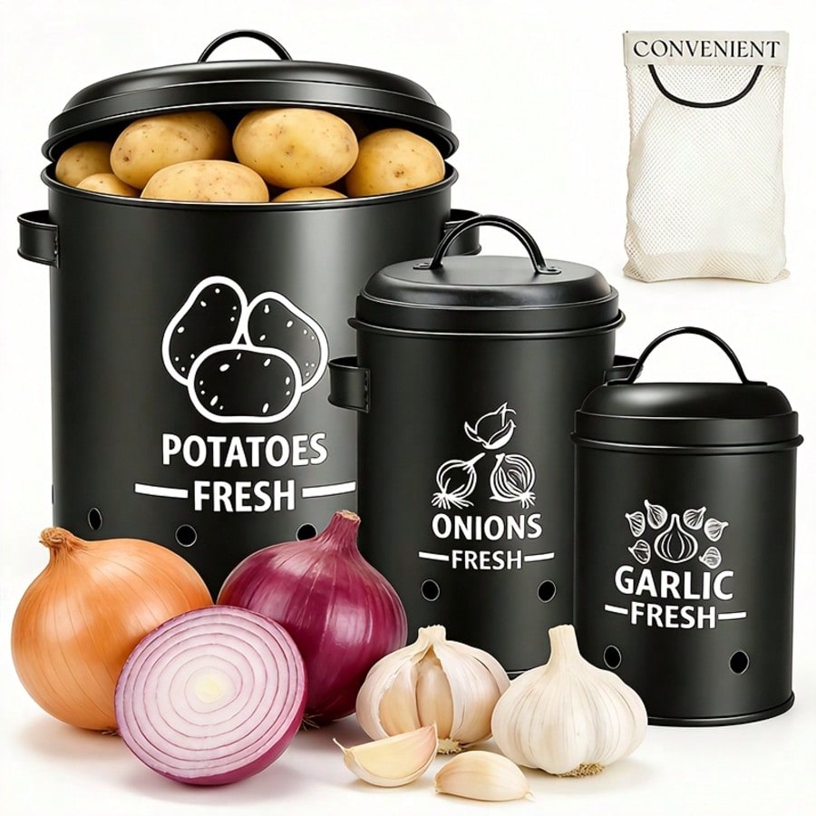 Kitchen Appliances Organizer - Patates Soğan Sarımsak Saklama Kutusu Seti