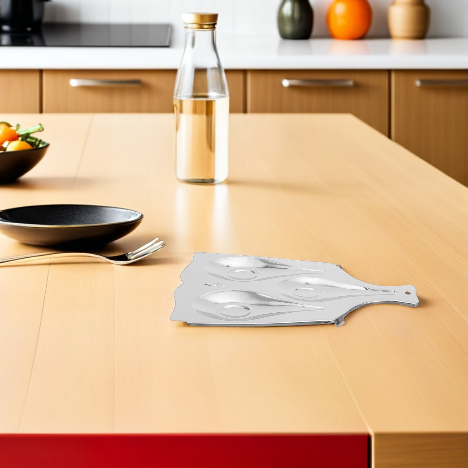 Kitchen Appliances Holder - Paslanmaz Çelik Üç Bölmeli Kaşıklık, Mutfak